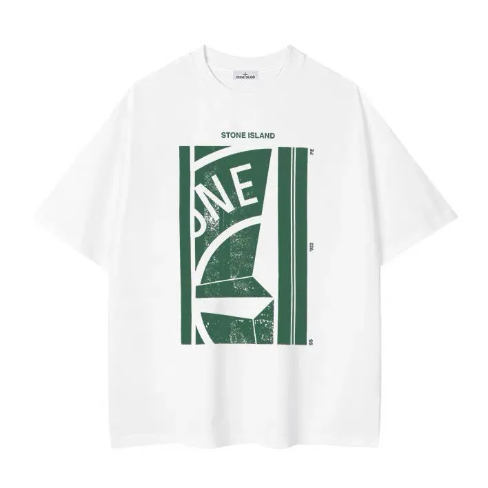 W627#P110💰 [Stone lsland/Stone Island summer new short-sleeved T-shirt with broken printed pattern on the chest] ⚠ ️[Original creation, high control of details] - Made of 260 grams of combed cotton, 32-count double yarn, soft and comfortable to the touch, sweat-absorbent and breathable. - Simple basic and versatile style, original quality, the first choice for couples. - Made in a large factory, four needles and five threads on the shoulder, neatly arranged, high quality workmanship. - Same style for men and women. Very versatile, one piece for everyone, details are clearly visible. Color: Black White Size: M L